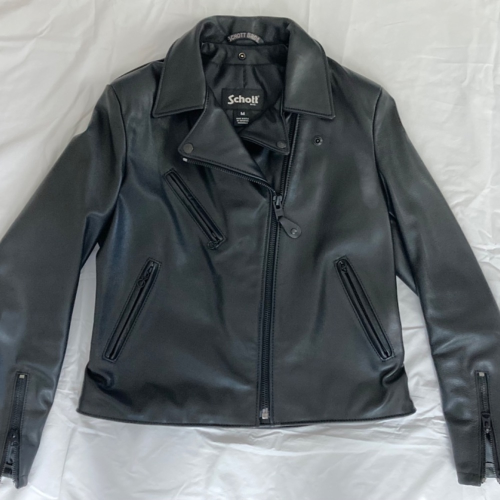 Schott NYC Black 100% REAL Cowhide Leather Moto Jacket NWT M $845